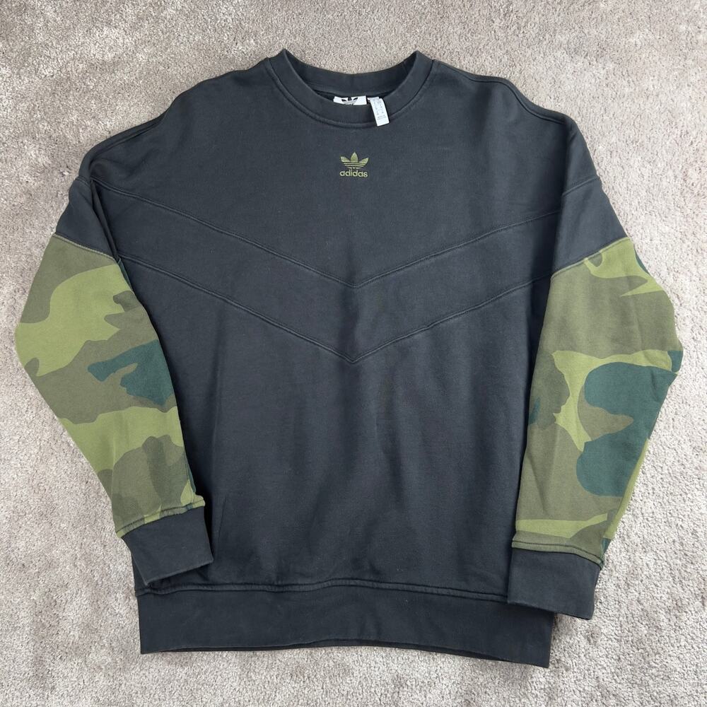Adidas Crewneck Sweatshirt Size M Black Green Camo Streetwear Athleisure
